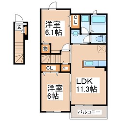 グランディール楡木　Ⅰ・Ⅱの物件間取画像